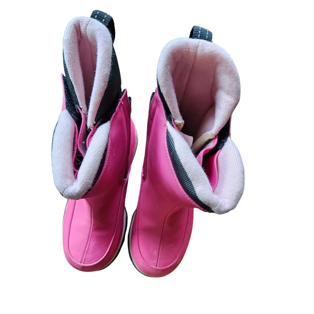 Lands End Kids Pink Fleece Lined Winter Snow Boots Size 1M 78534 897